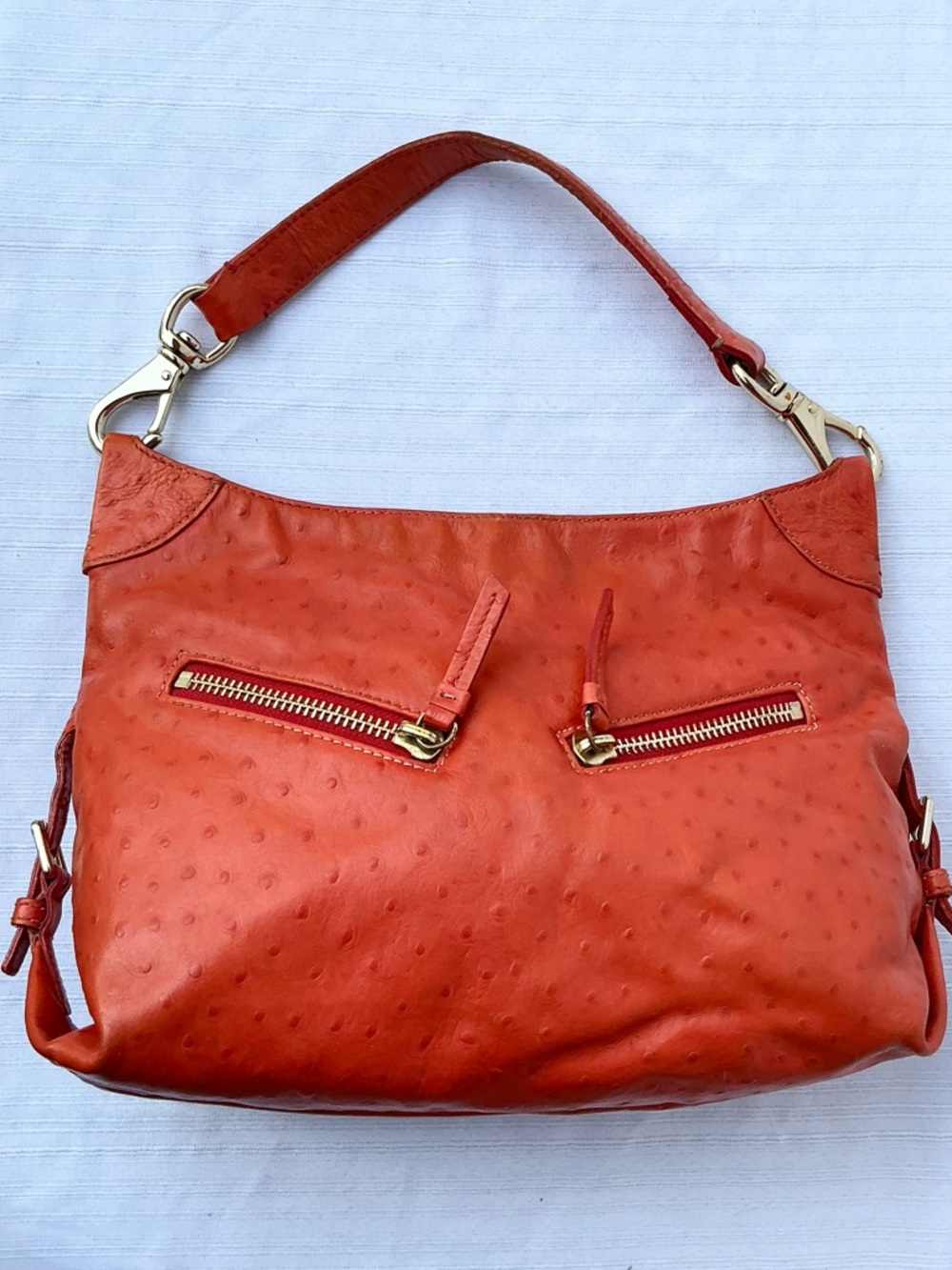 Dooney & Bourke Shoulder Bag Orange Embossed Leather